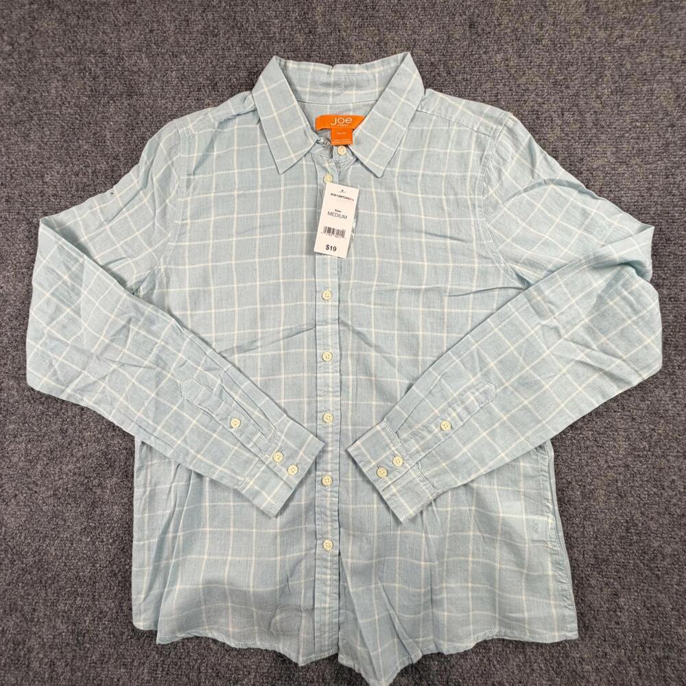 Joe Fresh Men's Light Blue Checkered Casual Shirt Medium #1052‎